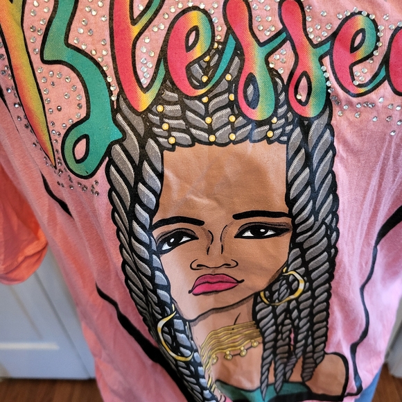 4/$19 Blessed Tie Front NWT Pink Love Nation Graphic Tee with Key Necklace - Picture 5 of 7